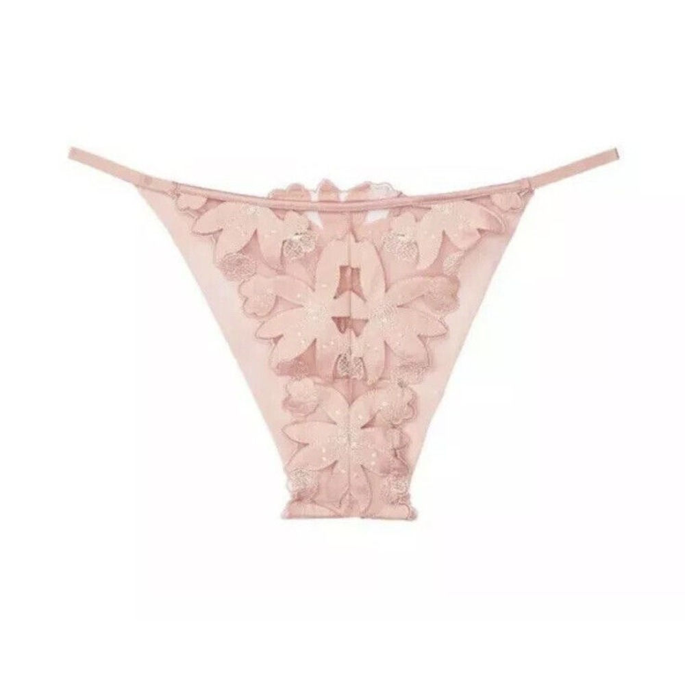 NWT Victoria's Secret Very Sexy Brazilian Panties Pink Floral Embroidered Sz M